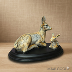 Maalgoody Mother and Baby Rabbit Figurine with Black Oval Base