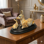 Maalgoody Mother and Baby Rabbit Figurine with Black Oval Base