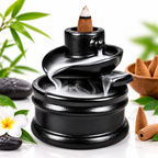 Maalgoody Black Shiv Backflow Incense Holder | Cone Burner with 12 Free Backflow Cones | Black