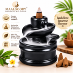 Maalgoody Black Shiv Backflow Incense Holder | Cone Burner with 12 Free Backflow Cones | Black