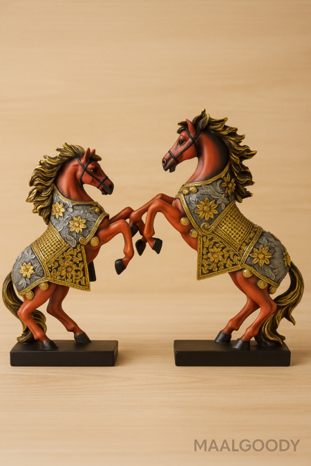 MAALGOODY Royal Armoured Rearing Horse Figurines