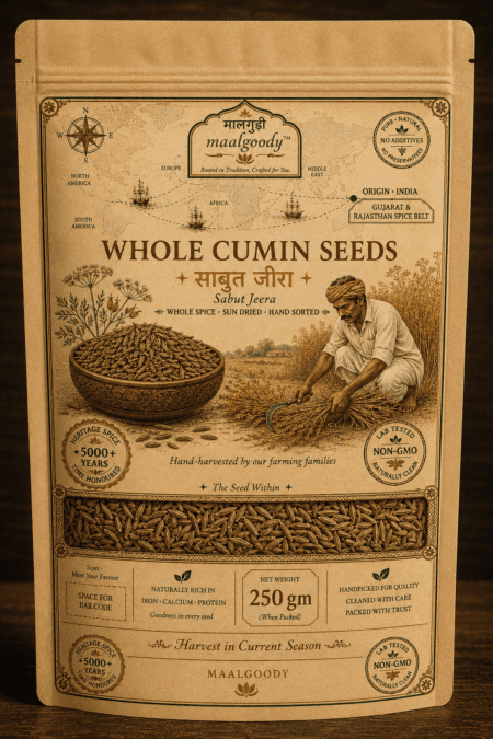 MAALGOODY Whole Cumin Seeds (Sabut Jeera) | Premium Handpicked Jeera | Natural, Aromatic & Fresh | Indian Spices for Cooking | 250 gm